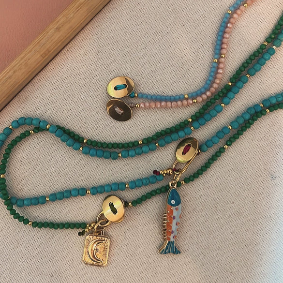 Tarot Titanium Steel Necklace With Animal Zodiac Multipendant Electroplating