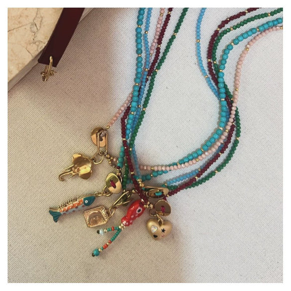 Tarot Titanium Steel Necklace With Animal Zodiac Multipendant Electroplating