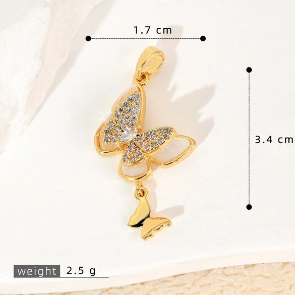 Tassel Butterfly Bow Animal Zodiac Copper Necklace With Diamonds Original Design