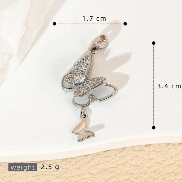 Tassel Butterfly Bow Animal Zodiac Copper Necklace With Diamonds Original Design