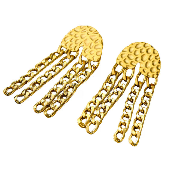 Tassel Chain Titanium Steel Earrings Fashion Personality Electroplated For Women