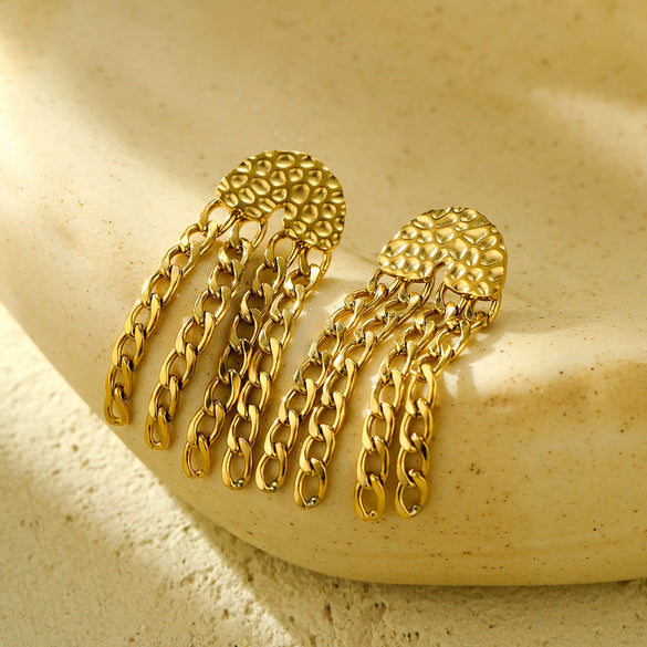 Tassel Chain Titanium Steel Earrings Fashion Personality Electroplated For Women