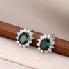 Tassel Copper Inlaid Zircon Geometric Style Earrings With Crown Flower Rhombus Pattern For Women