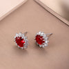 Tassel Copper Inlaid Zircon Geometric Style Earrings With Crown Flower Rhombus Pattern For Women