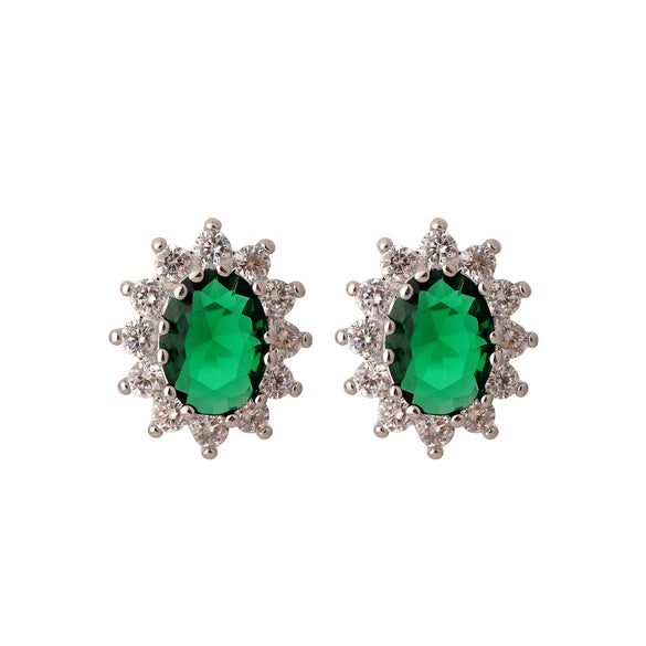 Tassel Copper Inlaid Zircon Geometric Style Earrings With Crown Flower Rhombus Pattern For Women