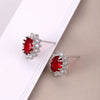 Tassel Copper Inlaid Zircon Geometric Style Earrings With Crown Flower Rhombus Pattern For Women