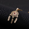 Tassel Dream Catcher Pendant Necklace Copper Zircon Geometric U Shaped Electroplated Women's Jewelry