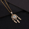 Tassel Dream Catcher Pendant Necklace Copper Zircon Geometric U Shaped Electroplated Women's Jewelry