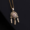 Tassel Dream Catcher Pendant Necklace Copper Zircon Geometric U Shaped Electroplated Women's Jewelry