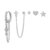 Tassel Earrings Geometric Stud Set Titanium Alloy 925 Sterling Silver Copper Zirconia Unisex
