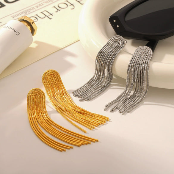 Tassel Earrings 18K Goldplated Stainless Steel Titanium Steel