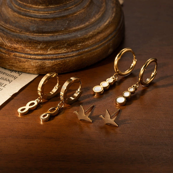 Tassel Earrings Titanium Steel Geometric Electroplating For Women