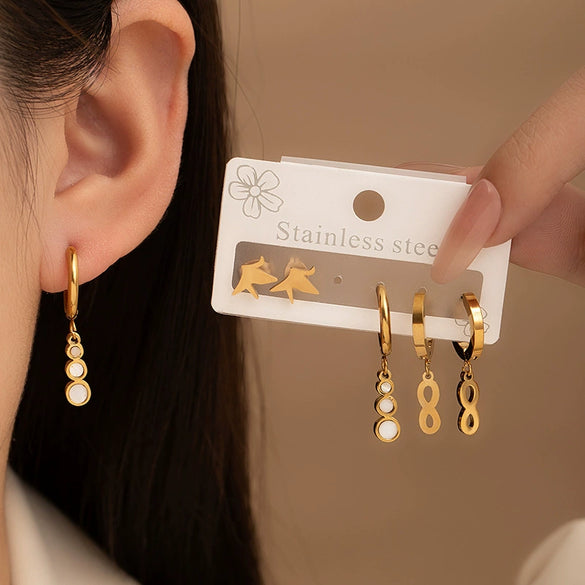 Tassel Earrings Titanium Steel Geometric Electroplating For Women