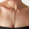 Tassel Jewelry 316L Stainless Steel Necklace With Geometric Inlay Color Zircon And Electroplating Design