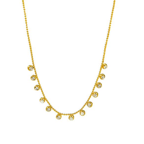 Tassel Necklace Stainless Steel Titanium Steel White Zircon Electroplating Fashionable