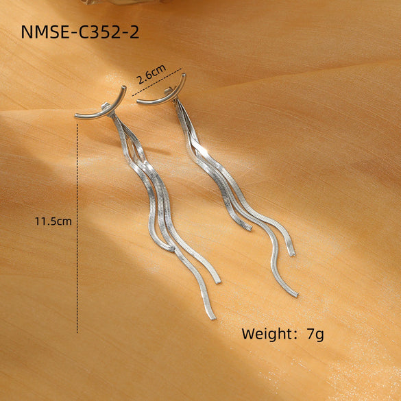 Tassel Titanium Steel Electroplated Earrings