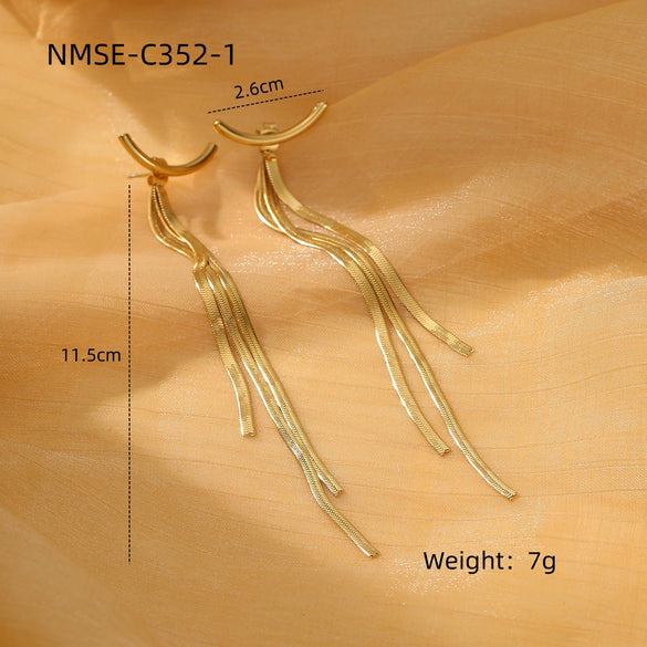 Tassel Titanium Steel Electroplated Earrings