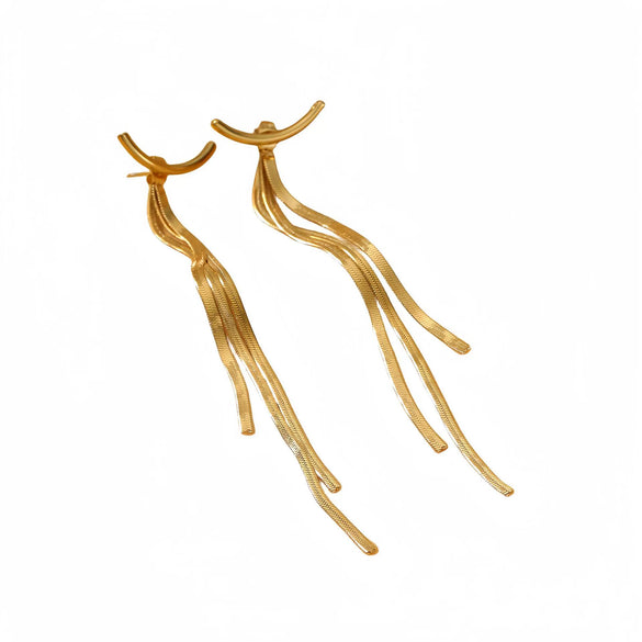Tassel Titanium Steel Electroplated Earrings
