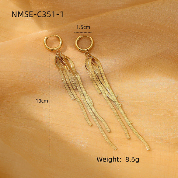 Tassel Titanium Steel Electroplated Earrings