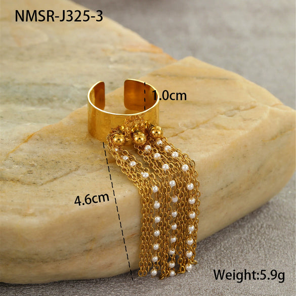 Tassel Titanium Steel Ring Light Luxury Style Electroplating For Women