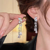 Tassel Water Drop Zircon Earrings Light Luxury Highend Electroplated Jewelry For Women