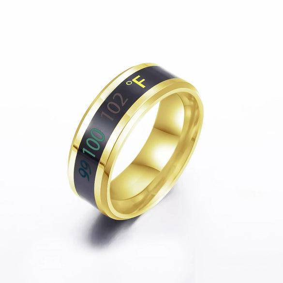 Temperature Ring Titanium Steel Jewelry With Letters Numbers Text Dripping Oil Design Unisex
