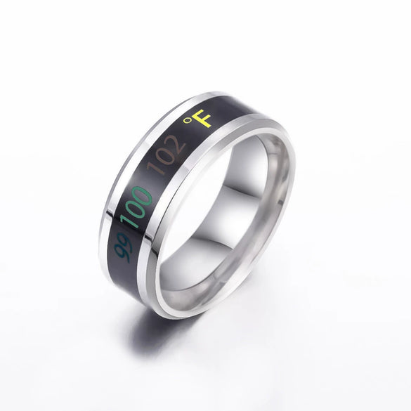 Temperature Ring Titanium Steel Jewelry With Letters Numbers Text Dripping Oil Design Unisex