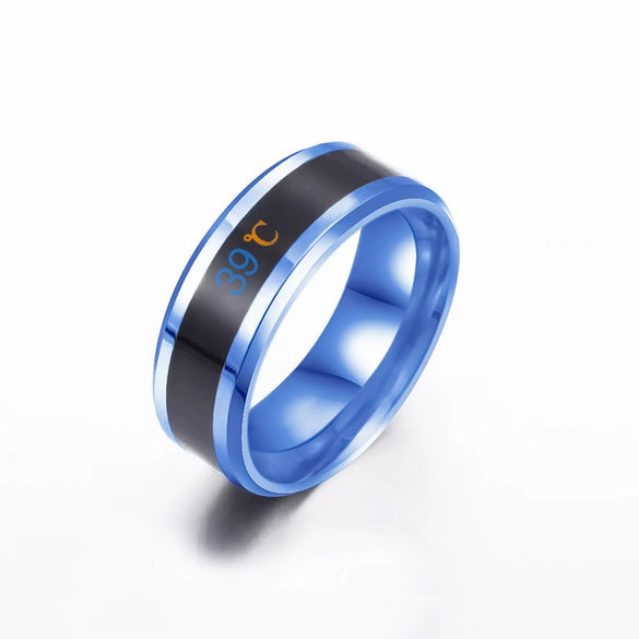 Temperature Ring Titanium Steel Jewelry With Letters Numbers Text Dripping Oil Design Unisex