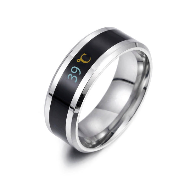 Temperature Ring Titanium Steel Jewelry With Letters Numbers Text Dripping Oil Design Unisex