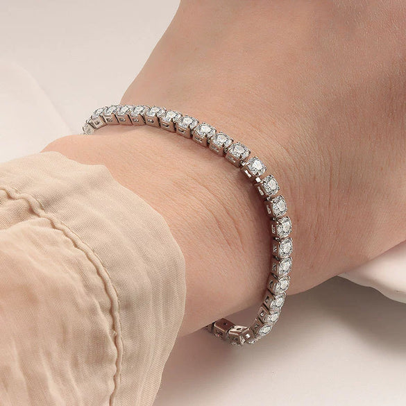 Tennis Chain Bracelet Copper Zircon Geometric Electroplating Jewelry For Men And Women