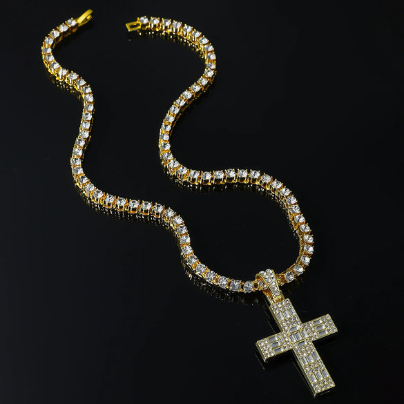 Tennis Chain Hip Hop Necklace Zinc Alloy Diamond