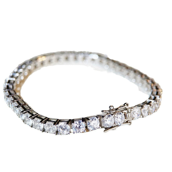 Tennis Chain Moissanite Bracelet 925 Sterling Silver Geometric Style For Men And Women