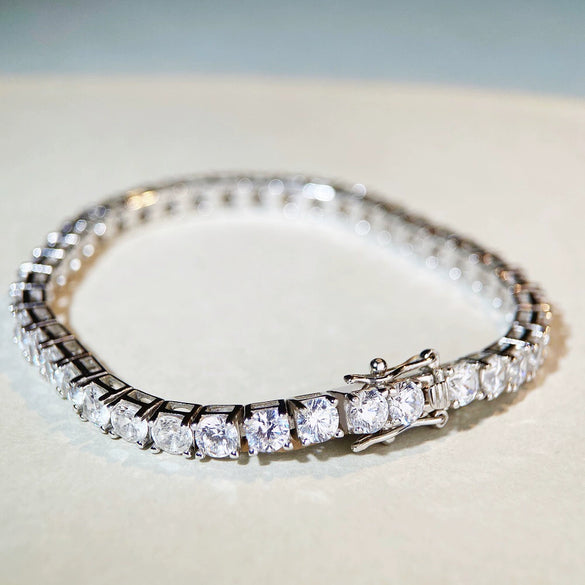 Tennis Chain Moissanite Bracelet 925 Sterling Silver Geometric Style For Men And Women