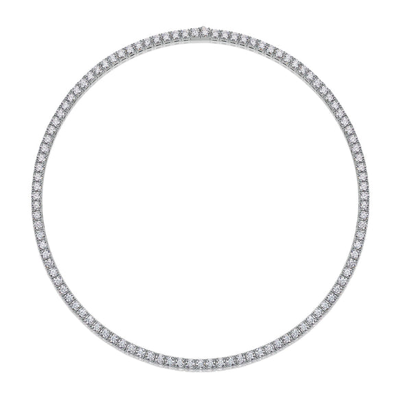 Tennis Chain Necklace S925 Sterling Silver Inlaid Moissanite Geometric Style Set With Diamonds Electroplated 18K Unisex