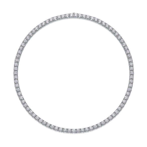 Tennis Chain Necklace S925 Sterling Silver Inlaid Moissanite Geometric Style Set With Diamonds Electroplated 18K Unisex