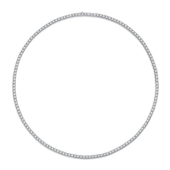 Tennis Chain Necklace S925 Sterling Silver Inlaid Moissanite Geometric Style Set With Diamonds Electroplated 18K Unisex
