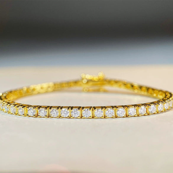 Tennis Chain S925 Sterling Silver Bracelet Unisex Moissanite Allmatch Geometric Design