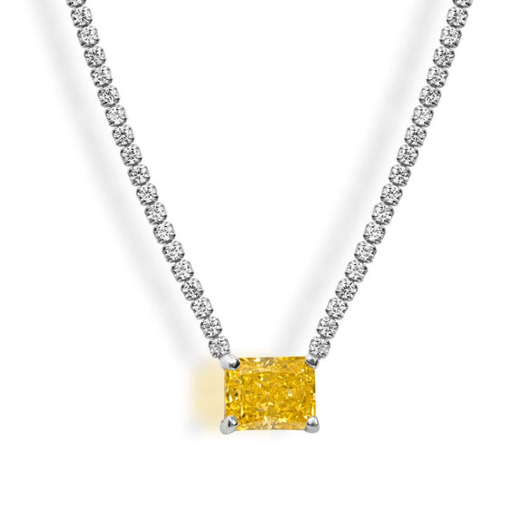 Tennis Zircon Necklace Emerald Zircon Choker Short Necklace Light Luxury Titanium Steel Geometric Mixed Gem Inlay Diamond