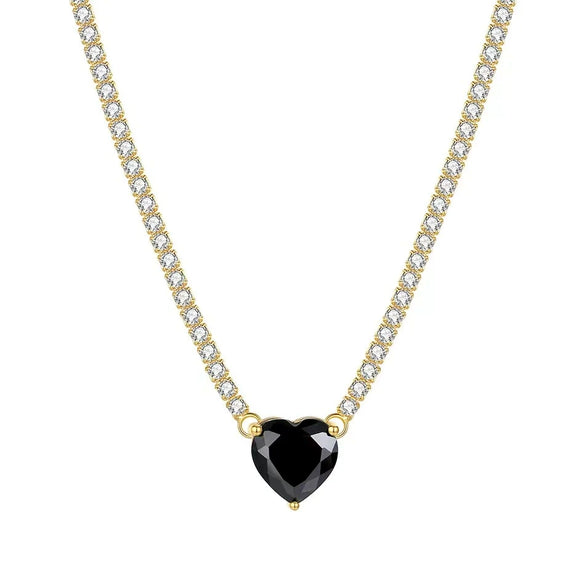Tennis Zircon Necklace Emerald Zircon Choker Short Necklace Light Luxury Titanium Steel Geometric Mixed Gem Inlay Diamond