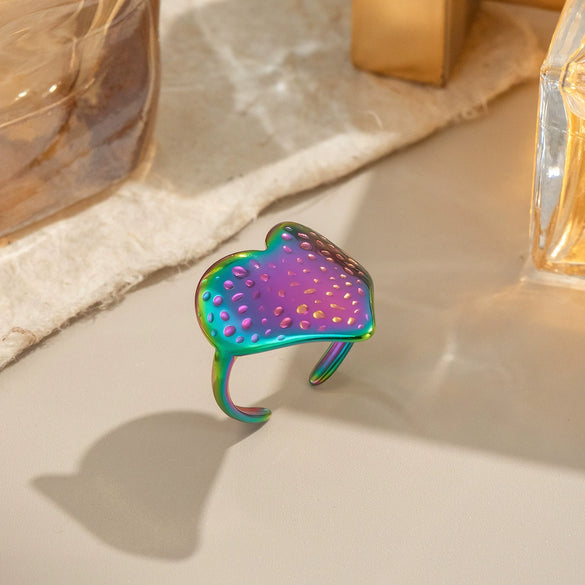 Textured Love Geometric Stainless Steel Ring With Electroplating For Women Wholesale Hiphop Rock Jewelry Accessories