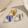 Textured Love Geometric Stainless Steel Ring With Electroplating For Women Wholesale Hiphop Rock Jewelry Accessories