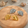 Textured Oceanthemed Conch Stud Earrings For Women Titanium Steel Geometric Electroplating 18K Gold