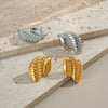 Textured Oceanthemed Conch Stud Earrings For Women Titanium Steel Geometric Electroplating 18K Gold