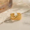 Textured Openended Colorblocking Thread Ring In Stainless Steel With Geometric Design And Electroplating For Women