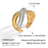 Textured Openended Colorblocking Thread Ring In Stainless Steel With Geometric Design And Electroplating For Women