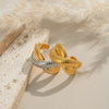 Textured Openended Colorblocking Thread Ring In Stainless Steel With Geometric Design And Electroplating For Women
