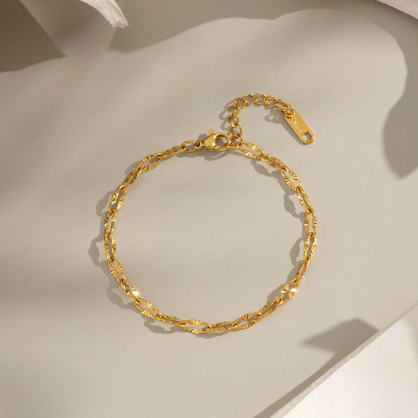 Textured Plain Chain Clavicle Chain Stainless Steel Titanium Steel Geometric Style Electroplated Women's Necklace Jewelry Wholesale
