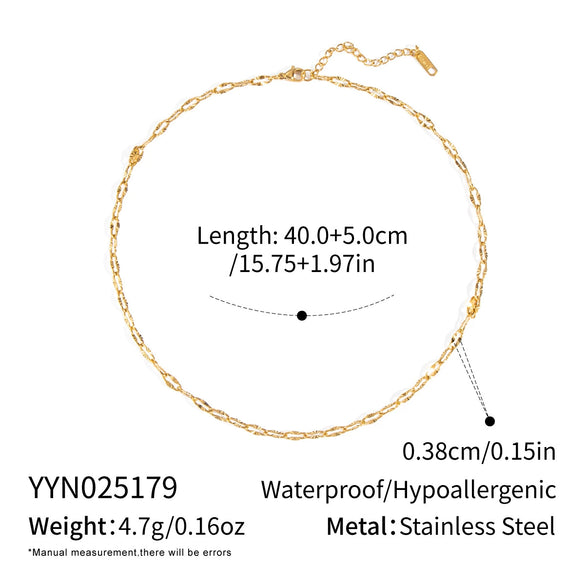 Textured Plain Chain Clavicle Chain Stainless Steel Titanium Steel Geometric Style Electroplated Women's Necklace Jewelry Wholesale