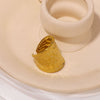 Textured Water Ripple Wide Open Ring Stainless Steel Electroplated Geometric Pattern For Women