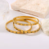 Thin Square Plaid Stripe Round Diamond Style Titanium Steel 18K Gold Plated Vacuum Plated Bracelet